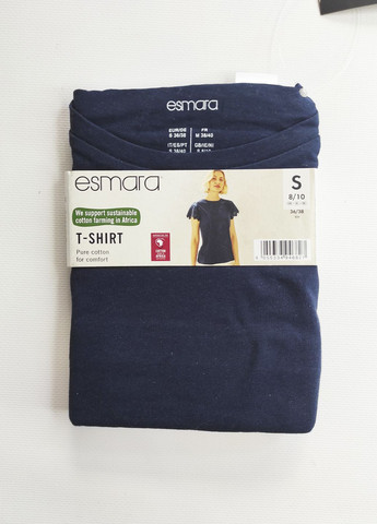 Синяя летняя футболка женская рукав прошва с коротким рукавом Esmara