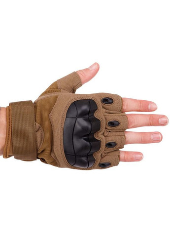 Рукавички тактичні з відкритими пальцями (PL, пластик, шкірозамінник, р-р, Хакі) (BC-8805_Хакі_M) SP-Sport (354703215)