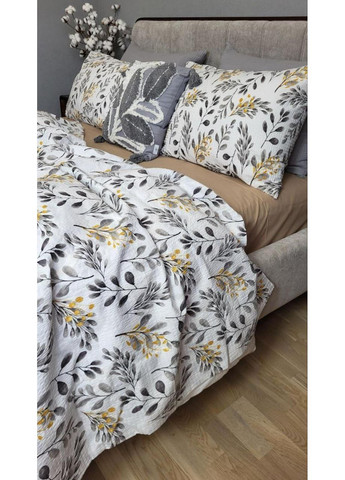 Постільна білизна з резинкою Лорена беж DUO, ранфорс гофра (жатка) Полуторний розмір, наволочки 50/70 No Brand (364219912)