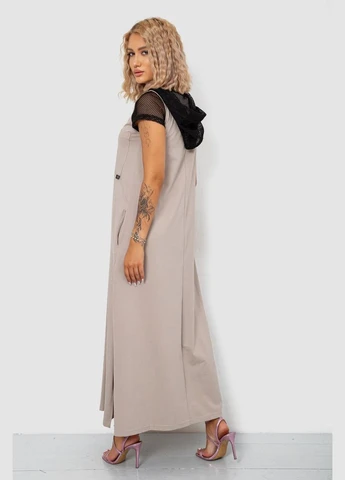 Бежева сукня з капюшоном Fashion