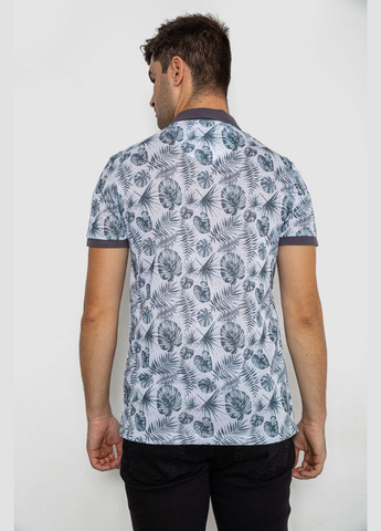 Біла поло чоловіче з принтом синьо-молочне розмір l (sku_247r311) з коротким рукавом No Brand