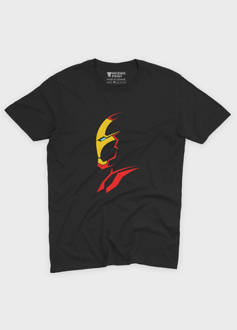 Черная демисезонная футболка для мальчика с принтом супергероя - железный человек (ts001-1-bl-006-016-020-b) Modno