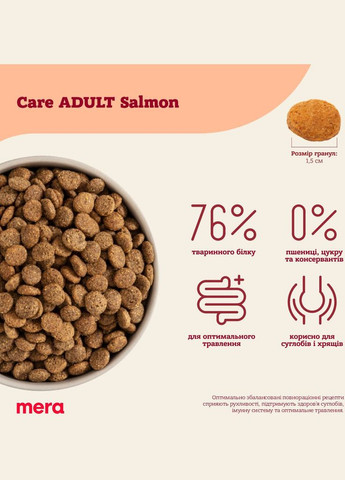 Сухий корм для дорослих собак Care Adult Salmon з лососем 1 кг (4025877628269) Mera (315868214)