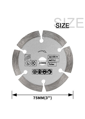 Відрізні диски круги 3" 75 мм набір 3 шт для різання бетону каменю мармуру граніту до міні болгарки No Brand (368788709)