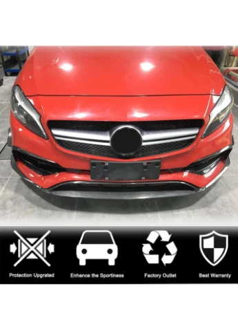 Накладка на передний бампер Lip (для AMG-Line / A45 AMG HB 2016-2018, Карбон) для Mercedes A-сlass W176 гг A+ (390763699)