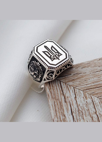 Печатка срібна Герб України з левами гравіювання та чорніння 523-3герб, розмір No Brand (316398481)