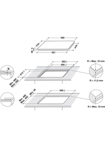 Варильна поверхня електрична WS Q4860 NE WHIRLPOOL (314863317)