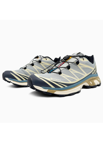 Бежевые демисезонные кроссовки мужские salomon xt-6 blue / beige gore-tex саломон xt-6 No Brand