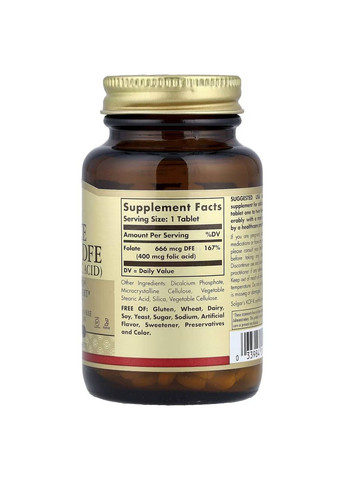 Фолат, 666 мкг DFE, 250 таблеток Solgar (370597586)