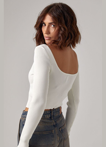 Короткий лонгслів у рубчик з фігурним вирізом Lurex (300363882)