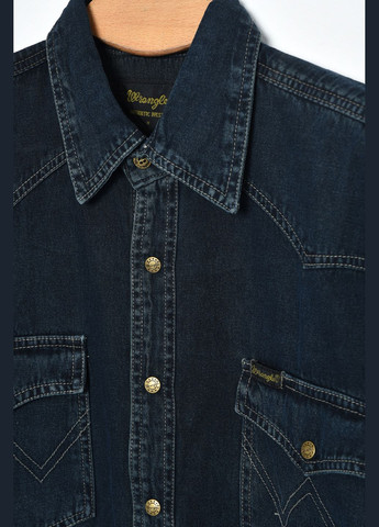 Сорочка чоловіча батальна джинсова темно-синього кольору Let's Shop (276963317)