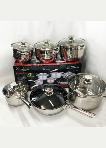 Набор посуды UN-5037 12 предметов (16; 16; 18; 20; 24; сковорода 24 см) Unique (364664754)