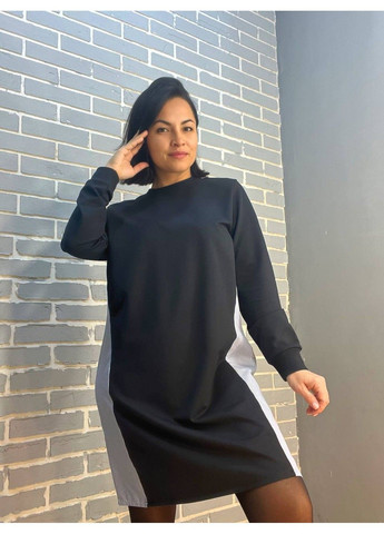 Темно-синее платье женское keyymod 34091 комбиновая рубашка мелкая полоска оверсайз средней длины No Brand