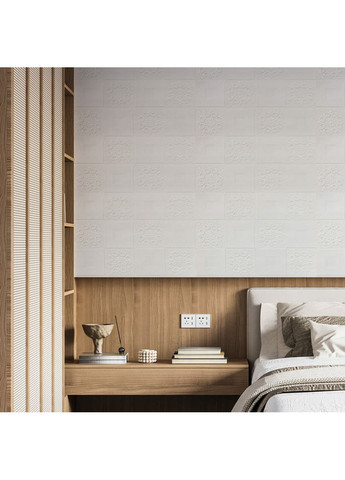 Самоклеюча декоративна настінно-стельова 3D панель 700х700х3мм Білий(114-3) SW-00000697 Sticker Wall (362115290)