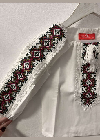 Біла вишиванка Piccolo візерунок геометричний бавовна (304252543)