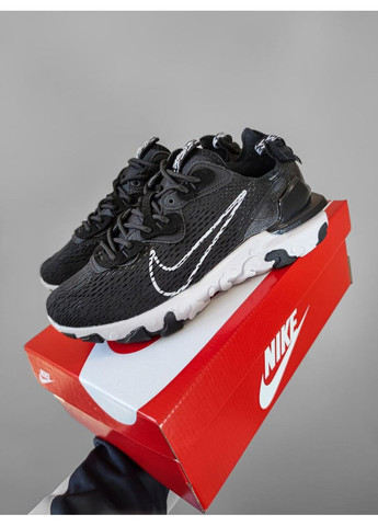 Черные демисезонные кроссовки мужские nike react vector black / white найк реакт висион No Brand