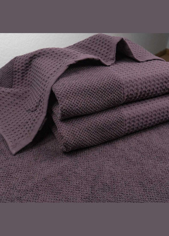 GM Textile комплект махровых полотенец вафельный бордюр 3шт 40х70см, 50х90см, 70х140см 500г/м2 (темный виноград) фиолетовый производство -