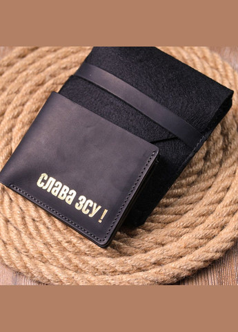 Шкіряне портмоне для документів чоловіче зі шкіри в дві додавання Слава ЗСУ 16734 Чорний Grande Pelle (306882265)