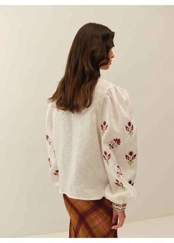 Біла авторська жіноча вишита сорочка квітка MOTYV візерунок квітковий льон (364551878)