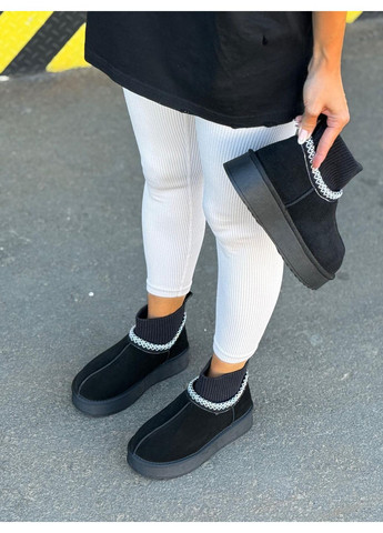 Чорні уггі жіночі зимові теплі на хутрі зимові на платформі No Brand (370797673)