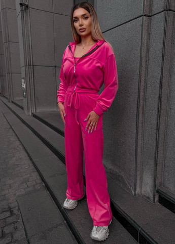 Базовый повседневный демисезонный велюровый костюм двойка: кофта на молнии + штаны Tik-Tak (358058642)