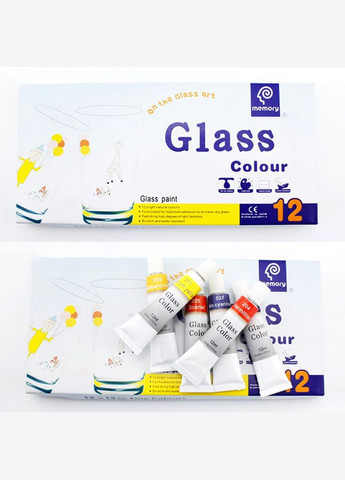 Набір акрилових фарб для розпису скла 12 кольорів Worison (322650439)