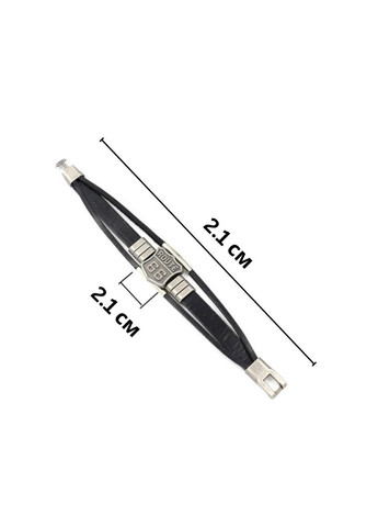 Шкіряний чоловічий браслет «Route» з металевою вставкою (чорний) China (367623331)