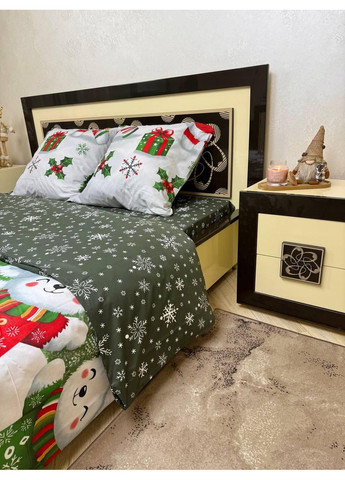 Постільна білизна новорічна бавовняна 8329 Євро 200 x 220 Бязь Чорна 70 х 70 No Brand (362202440)