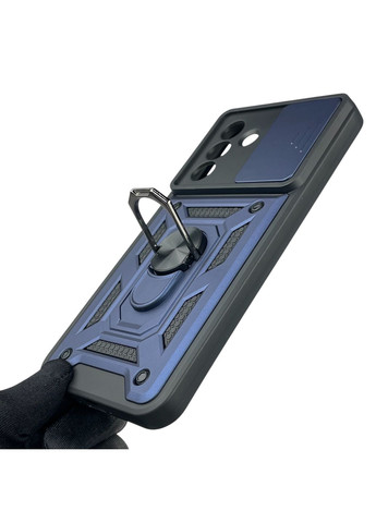 Чохол для Galaxy A36 5G (A366E) броньований з кільцем-тримачем підставкою зі шторкою на самсунг а36 5г темно-синій rg1 Samsung (366233799)