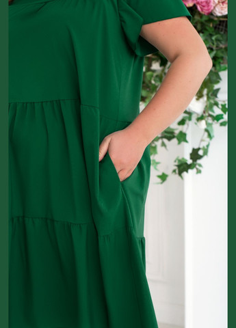 Зеленое повседневный свободное платье а-силуэт No Brand однотонное