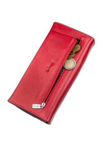 Кошелек женский комбинированный кожаный Красный 19,5х10х2 см Karya (391808715)