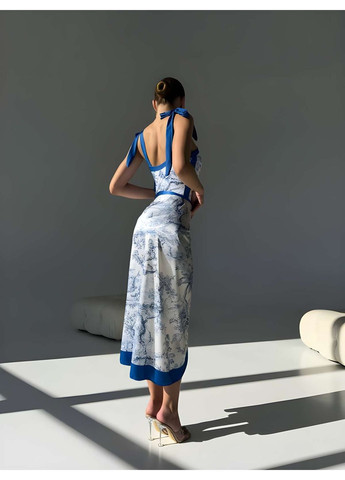 Блакитний літній жіночий літній вишуканий суцільний купальник із парео суцільний No Brand