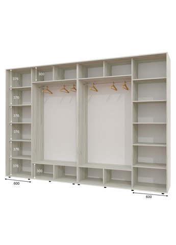 Шафа-купе чотиридверна 350*60*250 Дуб крафт білий 2 ДСП/2 Дзеркала з піскострумним малюнком Алекса (360453486)