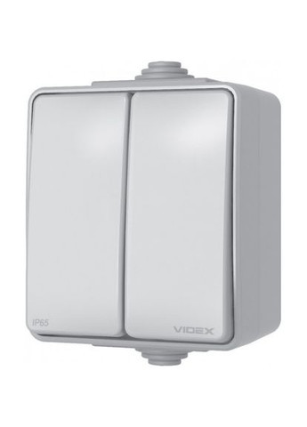 Защищенный наружный выключатель 2-клавишный BINERA IP65 VF-BNW12-G Videx (282313067)