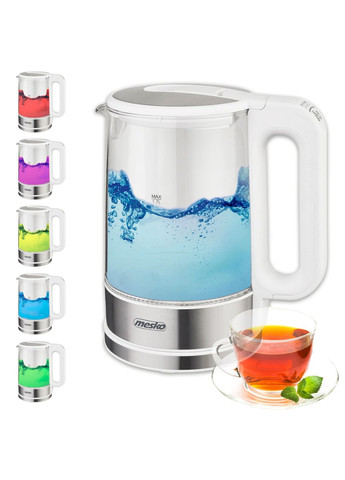 Электрочайник MS 1301 white 1850-2200Вт/ 1.7л/стекло/ установка температуры Mesko (362212108)