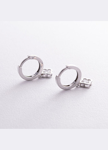 Серебряные серьги - кольца Клевер (фианиты) OR124010 Oniks (264025281)