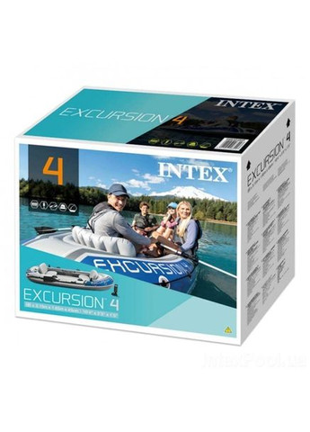 Четырехместная моторногребная надувная лодка Excursion 4 Set Original, 315х165х43 см, с веслами и насосом, серая (int-68324) Intex (268666389)