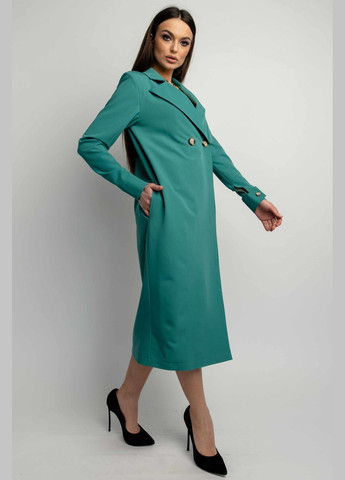 Бірюзова повсякденний жіноча сукня-піджак міді довжини з двобортною застібкою та поясом (пл 0821) RiMari