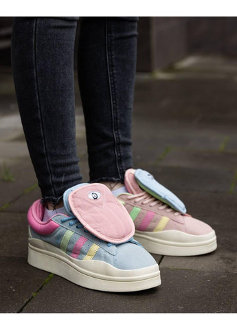 Рожеві Осінні кросівки чоловічі adidas campus x bad bunny moon pink адідас кампус No Brand