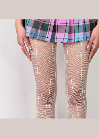 Колготки в сіточку з хрестами білі One Size No Brand (308016713)