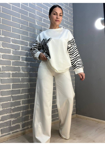 Костюм женский 6030-4827 реглан удлиненный зебра камни и брюки палаццо широкие LSK (304291630)