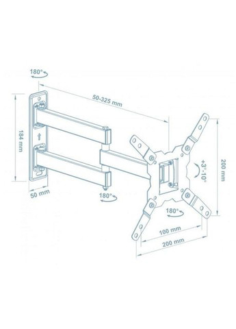 Кронштейн для телевизора поворотнонаклонный 15-42 диагональ R-351B Walfix (302451215)