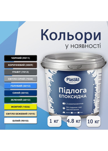 Епоксидна підлога для бетону та металу ™ 4.8 кг Plastall (366322786)