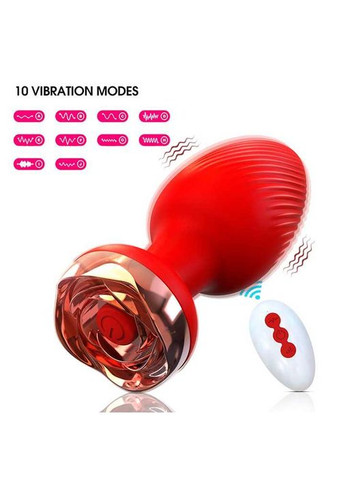 Силіконовий анальний корок із вібрацією Rose з Д/К 3,5*9 см. Анальні іграшки No Brand (370611879)