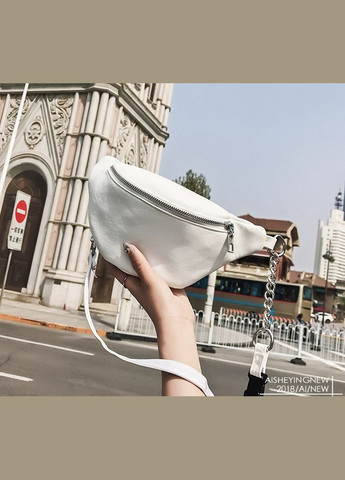 Женская бананка мессенджер на грудь из экокожи с молнией черная (sku_197) No Brand (330576914)