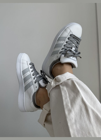 Білі Осінні кросівки жіночі і чоловічі adidas campus 00s white grey | адідас кампус білі сірі No Brand