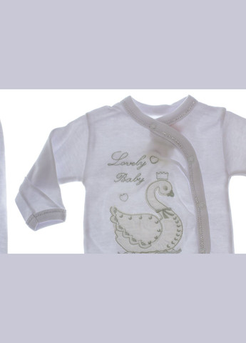 Білий демісезонний трикотажний комплект для новонародженого з лебедем білий. 56 см (33092) BABYKROHA