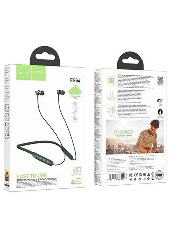 Бездротові навушники. Bluetooth-навушники ES64 Easy Sound sports BT earphones Dark Green Hoco (367724169)