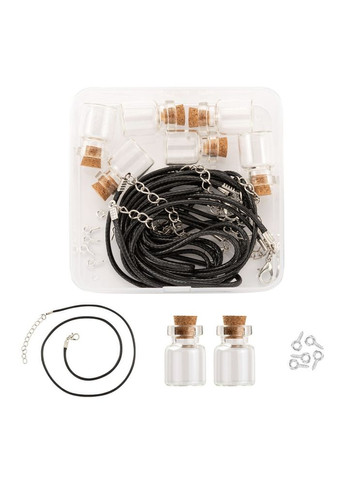 Набор для творчества Бутылочки стеклянные 6шт шнуры 6шт пены-штифты с резьбой 6шт кольца 6мм Прозрачные бутылочки Finding (316248342)