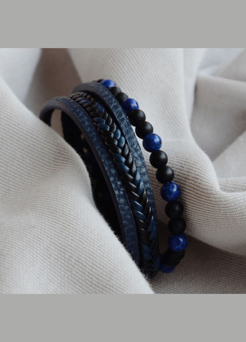 Мужской кожаный браслет на руку с магнитной застежкой "Harmony Blue" Royal (286421299)